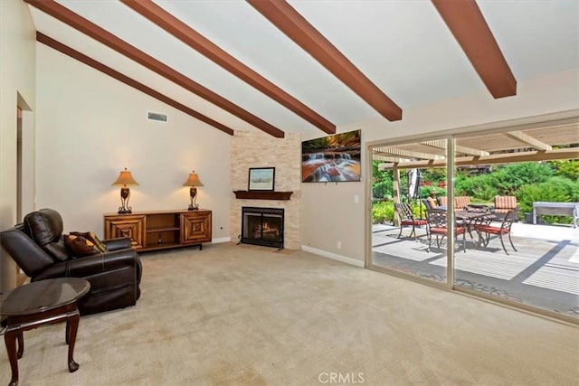 2287 Kemper Ave, Claremont, CA 91711 - carpeted living area featuring plenty of natural light and a fireplace