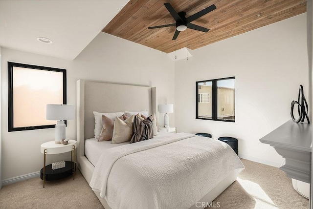 4411/2 Goldenrod Ave, Corona Del Mar, CA 92625 - carpeted bedroom with wood ceiling, lofted ceiling, and a ceiling fan