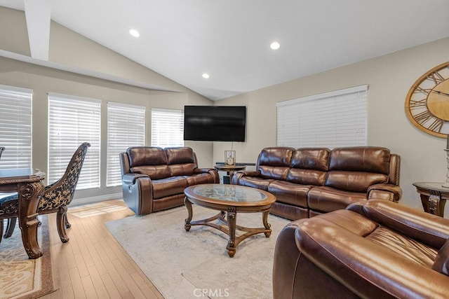 700 E Washington St Unit 143, Colton, CA 92324 - living area featuring lofted ceiling, recessed lighting, and light wood-type flooring