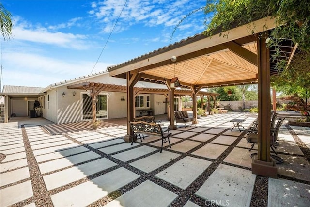 19247 Mountain Shadow Ln, Perris, CA 92570 - view of patio featuring a pergola