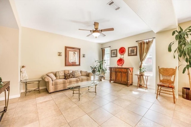 19247 Mountain Shadow Ln, Perris, CA 92570 - living room with a ceiling fan and light tile patterned floors