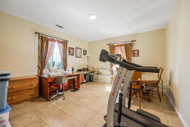 19247 Mountain Shadow Ln, Perris, CA 92570 - exercise room featuring light tile patterned flooring