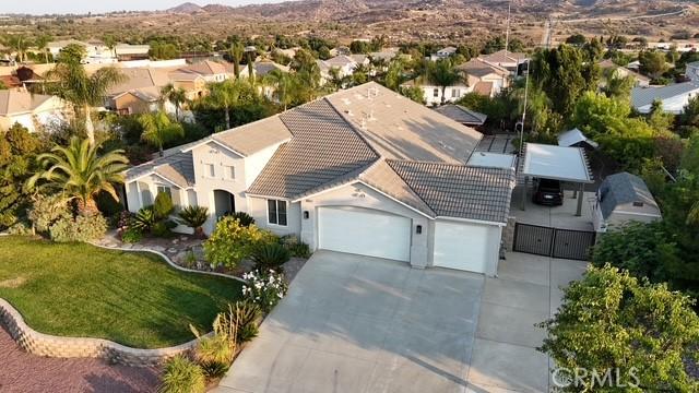 19247 Mountain Shadow Ln, Perris, CA 92570 - aerial perspective of suburban area featuring a mountain backdrop
