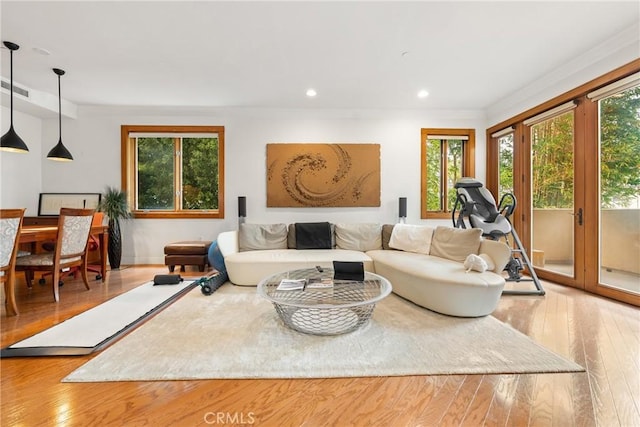411 N Oakhurst Dr Unit 201, Beverly Hills, CA 90210 - living area with plenty of natural light, wood finished floors, and recessed lighting
