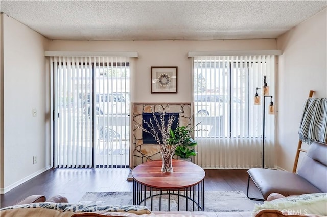 7302 Bright Ave Unit B, Whittier, CA 90602 - living area with wood finished floors and a textured ceiling