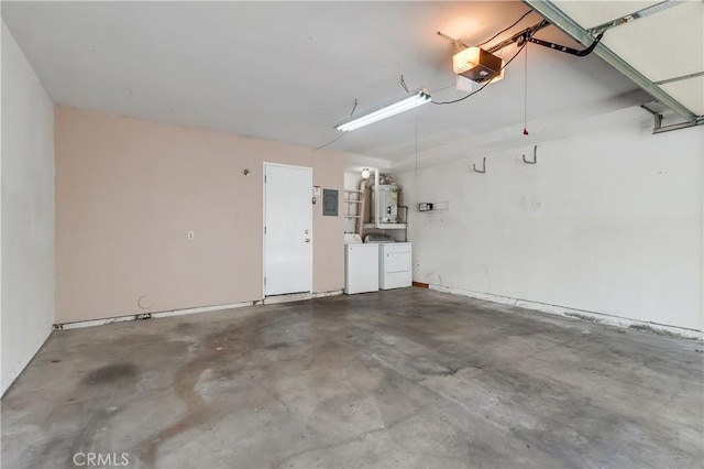 7302 Bright Ave Unit B, Whittier, CA 90602 - garage featuring separate washer and dryer, a garage door opener, and strapped water heater
