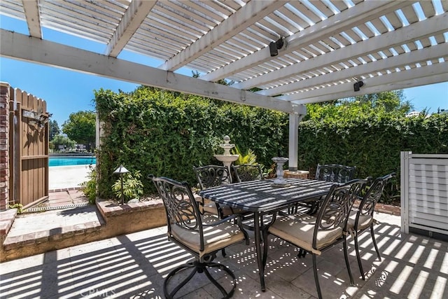 23130 Yvette Ln, Valencia, CA 91355 - view of patio featuring outdoor dining space and a pergola