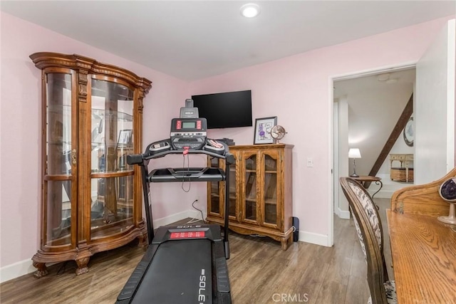 23130 Yvette Ln, Valencia, CA 91355 - exercise room with wood finished floors