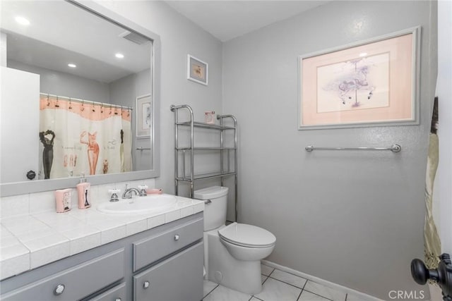 23130 Yvette Ln, Valencia, CA 91355 - full bath featuring vanity, tile patterned floors, and recessed lighting