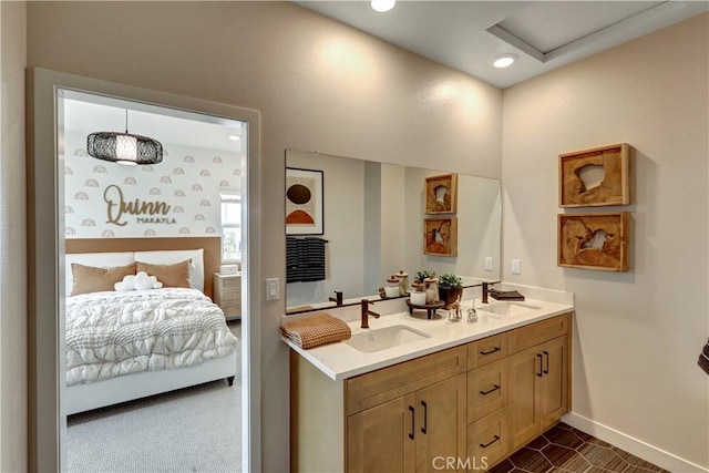 17163 Kent St, Hesperia, CA 92345 - bathroom with ensuite bath, double vanity, and recessed lighting