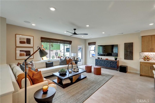 17163 Kent St, Hesperia, CA 92345 - living room with a ceiling fan and recessed lighting