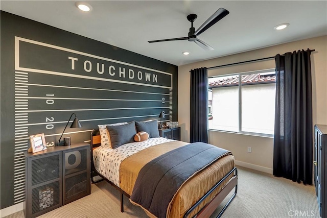 17163 Kent St, Hesperia, CA 92345 - carpeted bedroom with recessed lighting and ceiling fan