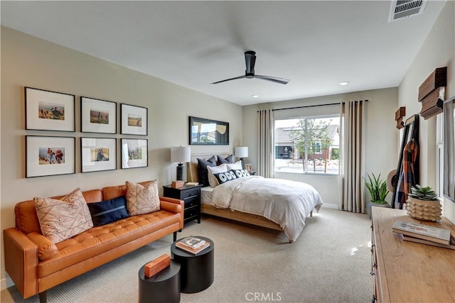 17163 Kent St, Hesperia, CA 92345 - carpeted bedroom with a ceiling fan and recessed lighting
