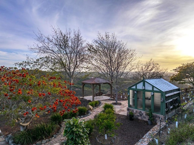 30419 Canyon Estates Rd, Vista, CA 92084 - view of yard with a greenhouse, a gazebo, and an outbuilding