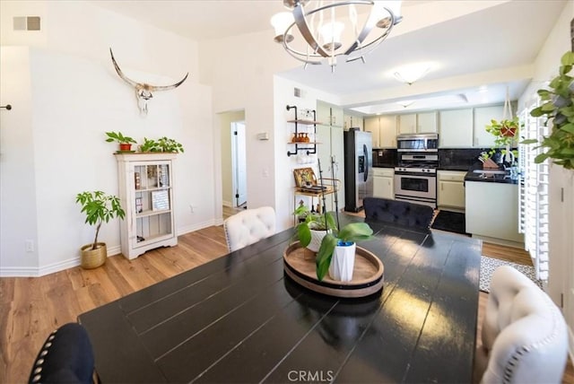 5260 W Palmer Dr, Banning, CA 92220 - dining room with a chandelier and light wood-style flooring