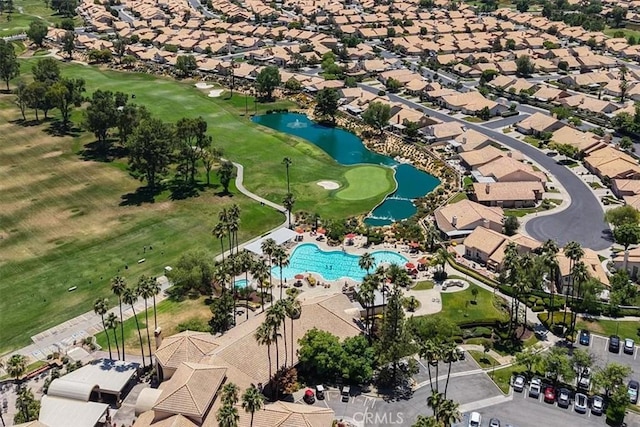 5260 W Palmer Dr, Banning, CA 92220 - aerial perspective of suburban area featuring a large body of water and a golf club