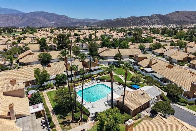 5260 W Palmer Dr, Banning, CA 92220 - aerial view of residential area featuring a pool and a mountain backdrop