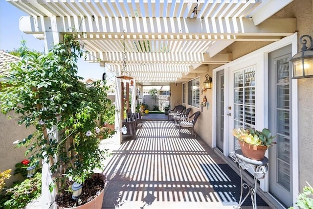 5260 W Palmer Dr, Banning, CA 92220 - view of patio / terrace with a pergola and french doors