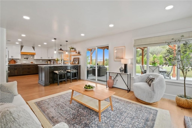 5025 Stonehaven Dr, Yorba Linda, CA 92887 - living room with healthy amount of natural light, recessed lighting, and light wood-style floors