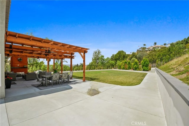 5025 Stonehaven Dr, Yorba Linda, CA 92887 - view of patio with outdoor lounge area, a pergola, and outdoor dining area