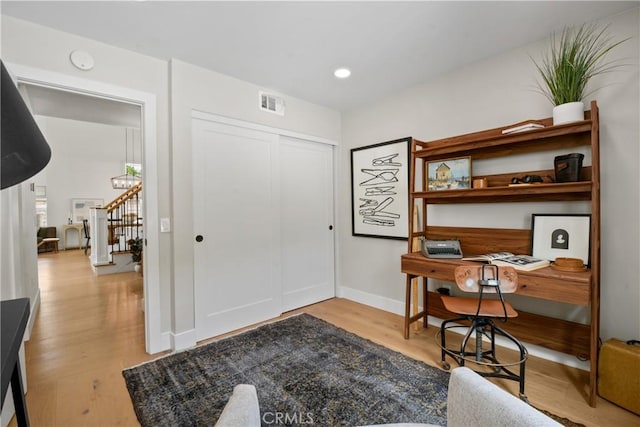 5025 Stonehaven Dr, Yorba Linda, CA 92887 - home office with light wood-type flooring and recessed lighting