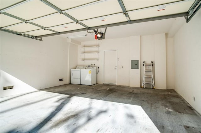 4600 Don Lorenzo Dr Unit 20, Los Angeles, CA 90008 - garage with washing machine and dryer, electric panel, and a garage door opener