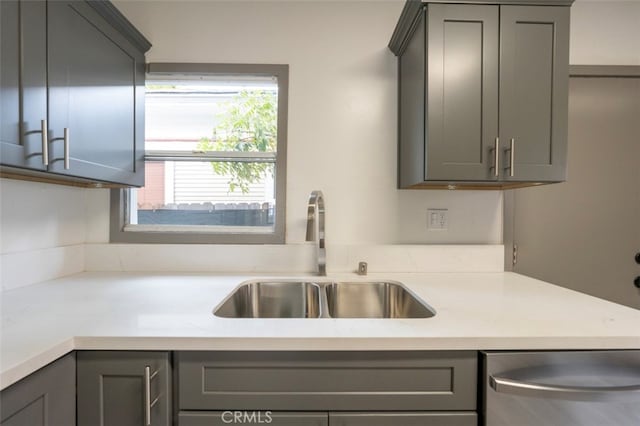 532 W 5th St, Long Beach, CA 90802 - kitchen featuring gray cabinets, light countertops, and dishwasher