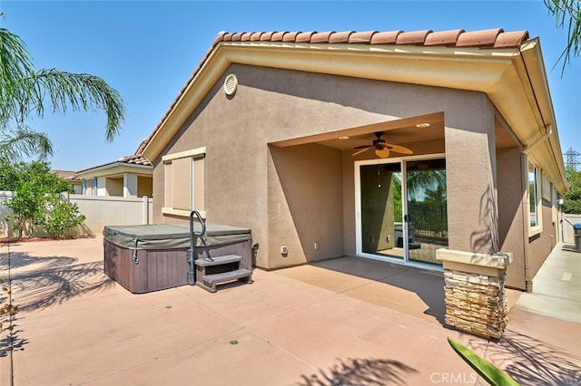 1660 Snowberry Rd, Beaumont, CA 92223 - view of patio featuring a hot tub and ceiling fan