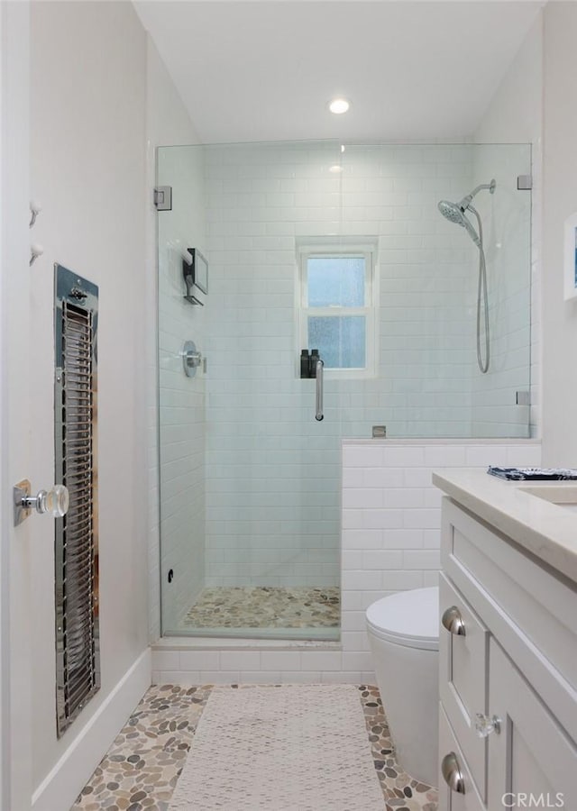31907 9th Ave, Laguna Beach, CA 92651 - full bath with a stall shower, vanity, tile patterned flooring, and recessed lighting