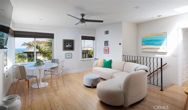 31907 9th Ave, Laguna Beach, CA 92651 - living room with wood finished floors and a ceiling fan