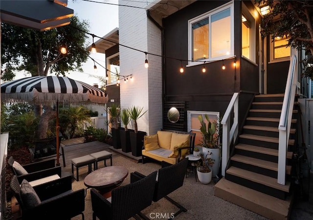 31907 9th Ave, Laguna Beach, CA 92651 - view of patio / terrace featuring outdoor lounge area and stairway