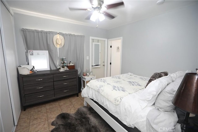2432 N Eastern Ave, Los Angeles, CA 90032 - bedroom with tile patterned flooring and a ceiling fan