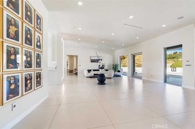 109 Buckskin Rd, Bell Canyon, CA 91307 - corridor featuring recessed lighting, ornate columns, and light tile patterned flooring