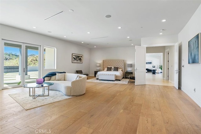 109 Buckskin Rd, Bell Canyon, CA 91307 - bedroom with access to exterior, light wood finished floors, and recessed lighting