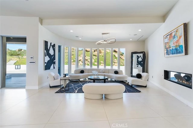 109 Buckskin Rd, Bell Canyon, CA 91307 - tiled living room with plenty of natural light, a chandelier, and recessed lighting