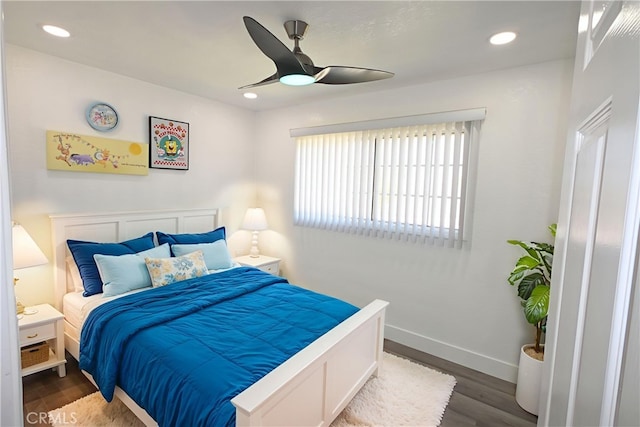 7751 La Mesa Way, Buena Park, CA 90620 - bedroom featuring dark wood finished floors, ceiling fan, and recessed lighting