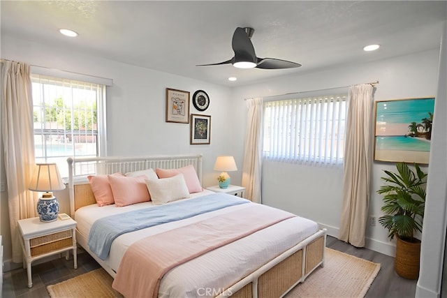 7751 La Mesa Way, Buena Park, CA 90620 - bedroom featuring wood finished floors, recessed lighting, and ceiling fan