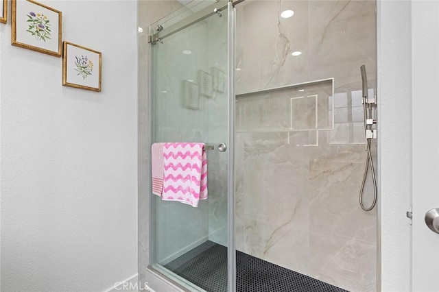 7751 La Mesa Way, Buena Park, CA 90620 - bathroom featuring a marble finish shower