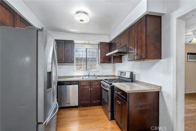 502 Tasman Ave, Pomona, CA 91767 - kitchen featuring stainless steel appliances, under cabinet range hood, light countertops, and light wood-style floors