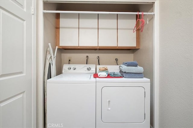 81 Via Larga Vis, Bonsall, CA 92003 - laundry room with cabinet space, separate washer and dryer, and a textured wall