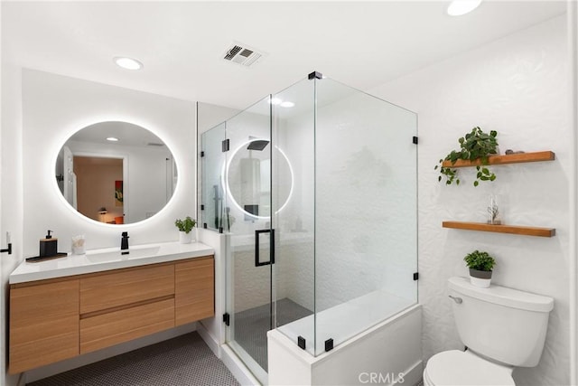 2008 N Capella Ct, Costa Mesa, CA 92626 - bathroom with vanity, a stall shower, and recessed lighting