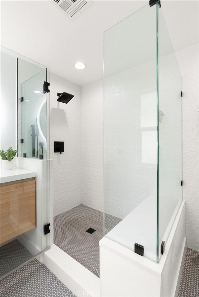 2008 N Capella Ct, Costa Mesa, CA 92626 - full bathroom featuring vanity, a walk in shower, and tile patterned flooring