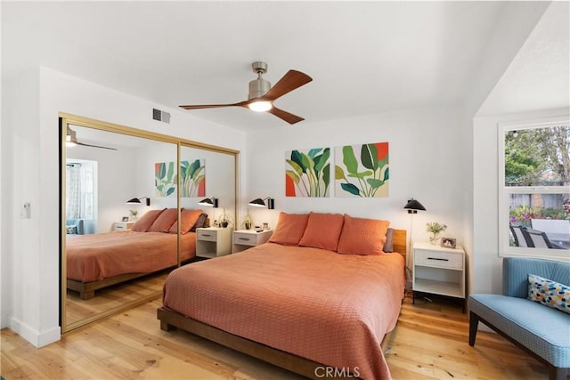2008 N Capella Ct, Costa Mesa, CA 92626 - bedroom with a closet, light wood finished floors, and ceiling fan