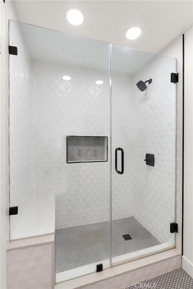2008 N Capella Ct, Costa Mesa, CA 92626 - full bath featuring a stall shower, recessed lighting, and tile patterned flooring