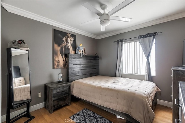 13203 Gyna Ln, La Puente, CA 91746 - bedroom featuring ornamental molding, light wood finished floors, and a ceiling fan
