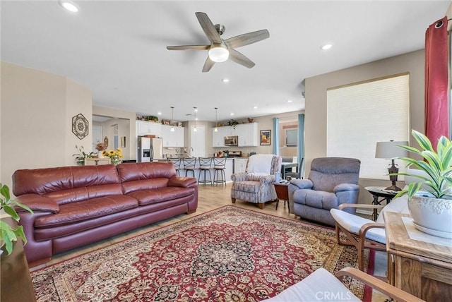 11444 River Run St, Apple Valley, CA 92308 - living area with ceiling fan, light wood finished floors, and recessed lighting