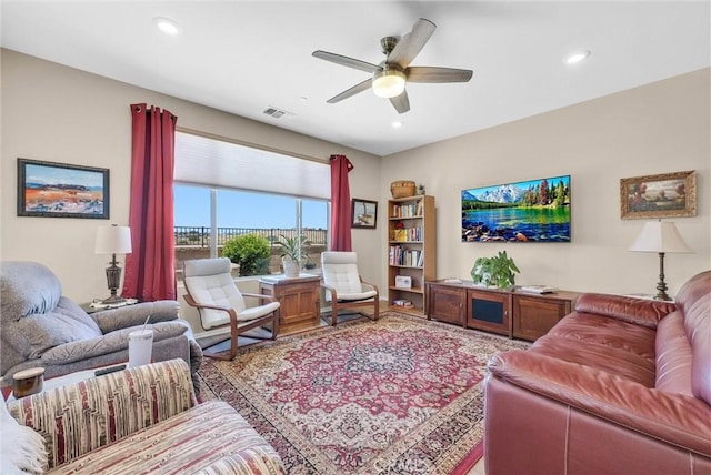 11444 River Run St, Apple Valley, CA 92308 - living room with a ceiling fan, recessed lighting, and wood finished floors