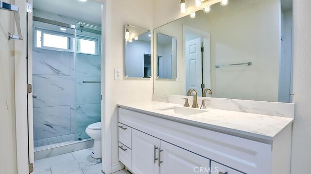 1000 W Macarthur Blvd Unit 57, Santa Ana, CA 92707 - bathroom with marble finish flooring, a marble finish shower, and vanity