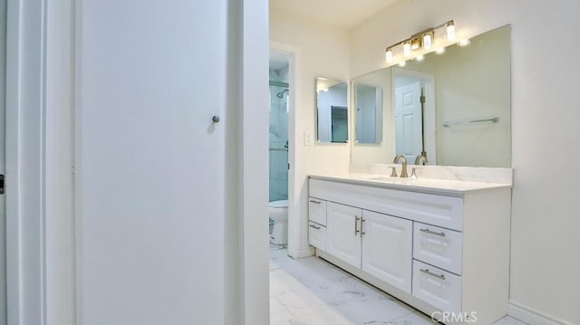 1000 W Macarthur Blvd Unit 57, Santa Ana, CA 92707 - full bathroom featuring marble finish flooring, vanity, and a shower