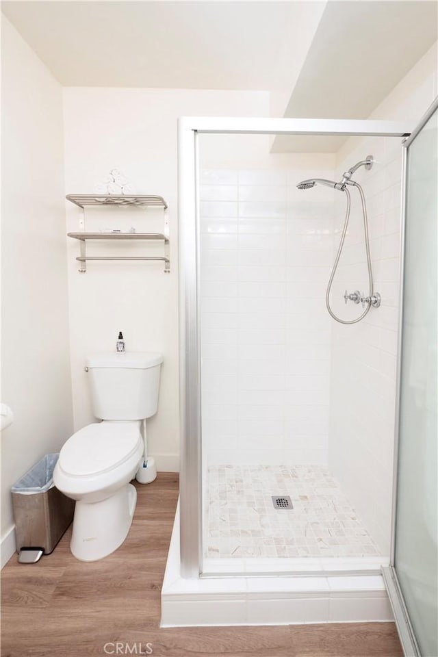 6160 Whitsett Ave Unit 4, North Hollywood, CA 91606 - bathroom featuring wood finished floors and a stall shower